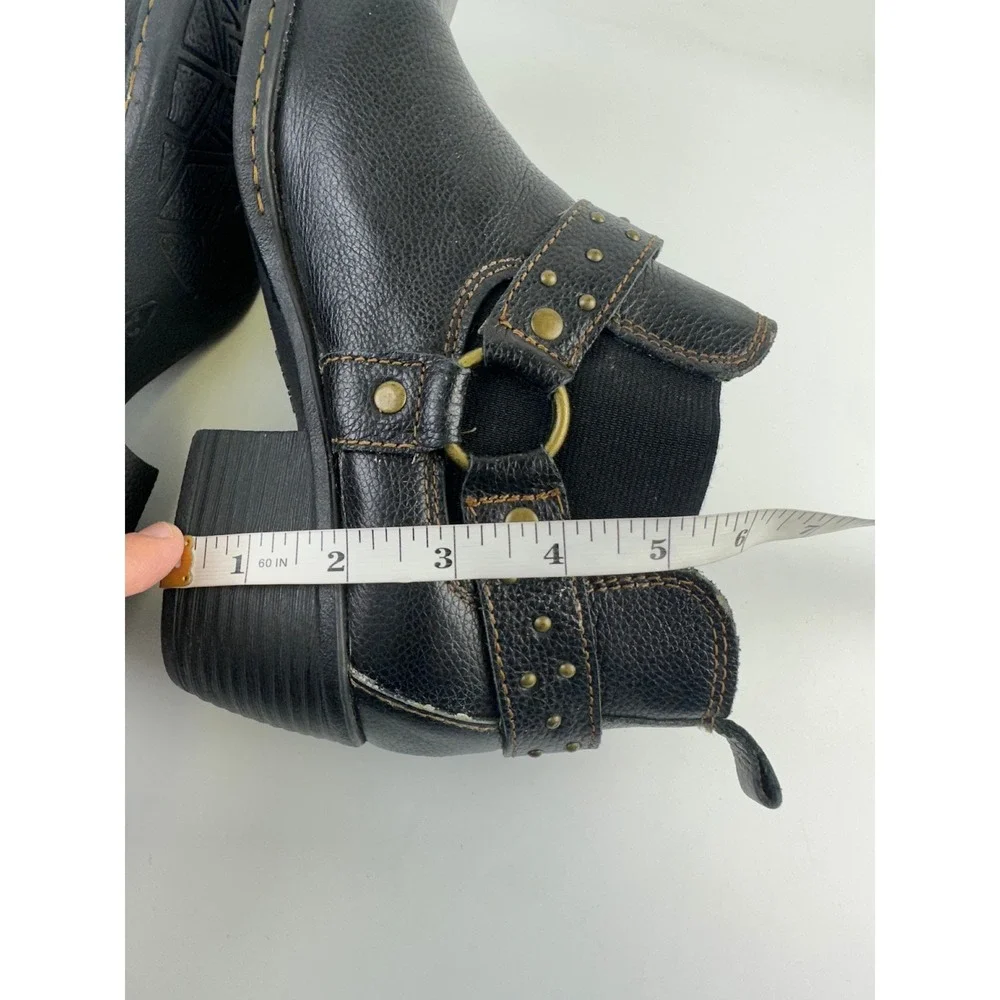b.o.c. Born Concept Ankle Boots Black Moto Studded Harness Leather Women Size 10